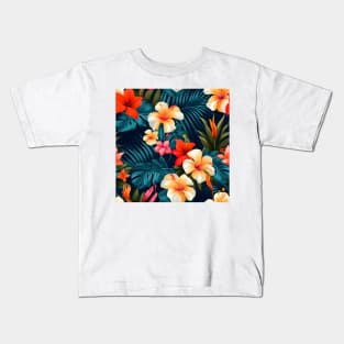 Tropical Flowers Pattern 14 Kids T-Shirt